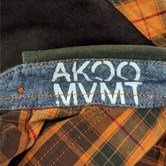 Akoo Button Down Plaid Shirt 4X Multicolor L/S Shoulder Patch Chest Pocket Pins - Picture 11 of 14